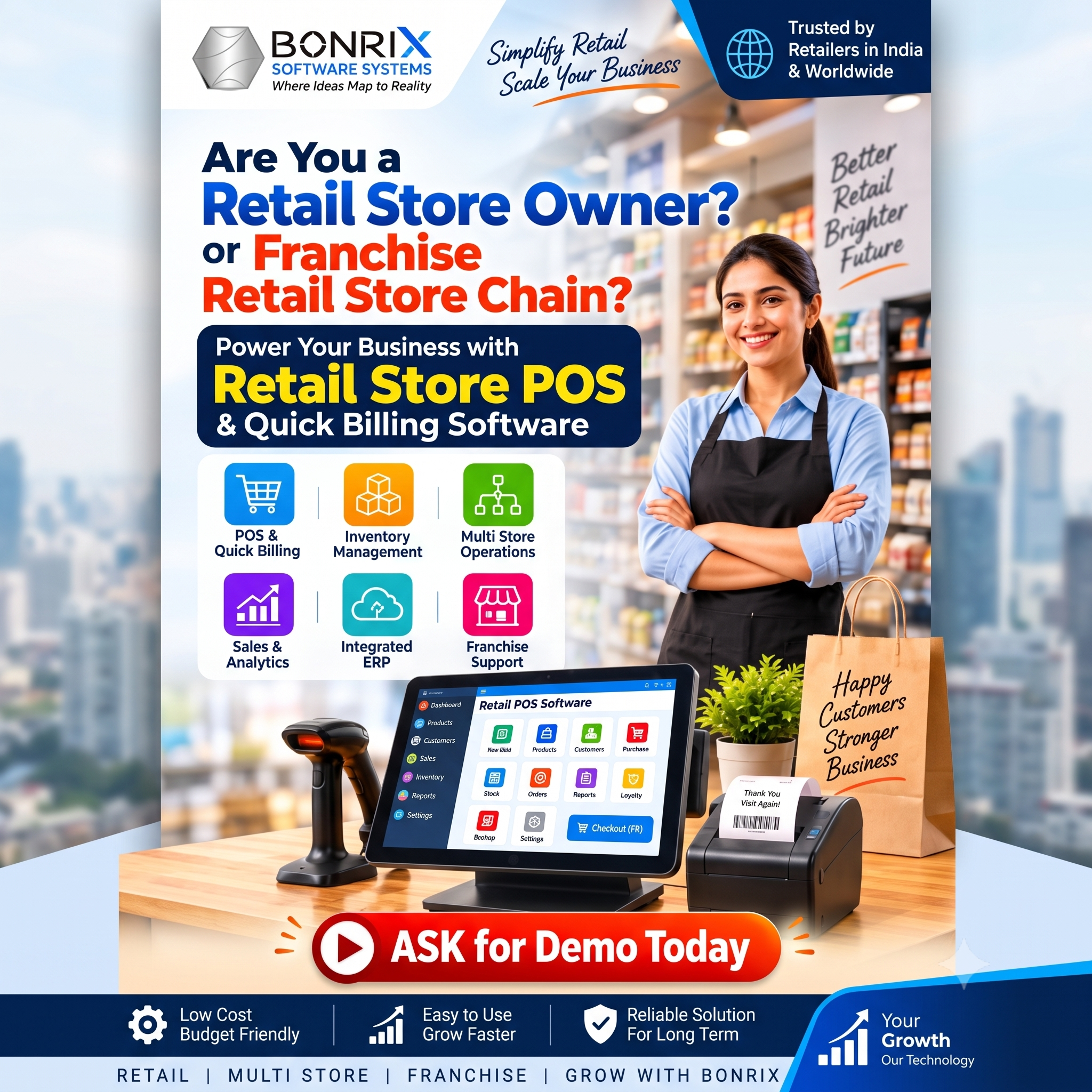 Bonrix Retail POS & ERP Software for Multi-Store Stores | Fast Billing &
                                Inventory